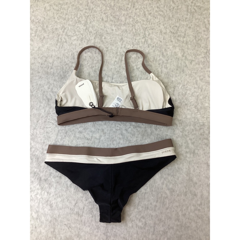 Prana Baja Bound Bikini Set Carob Colorblock Adjustable Top Cheeky Bottom M NEW - Picture 2 of 5